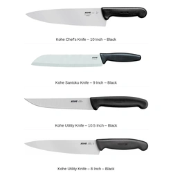 Kohe Chef Knife Set – 4-Piece – Stainless Steel – Black