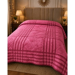 My Sleep Cove Comforter – Pink Plaid Quilted (7.2ft x 7.9ft)