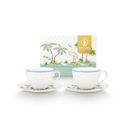 Pip Studio Set/2 Cups & Saucers Jolie Gold Dots Green 280ml