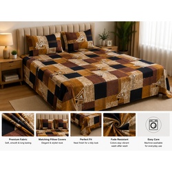 My Sleep Cove Mehak – Brown Black Patchwork (9.0ft x 7.5ft)