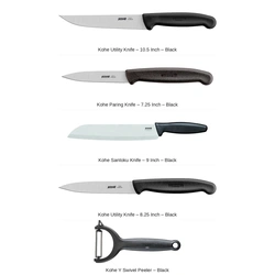 Kohe Starter Knife Set – 5-Piece – Stainless Steel – Black