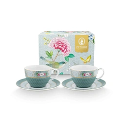 Pip Studio Set/2 Cups & Saucers Blushing Birds Blue 280ml
