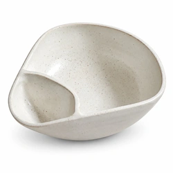 Ceramiqa Pottery Chip n Dip Bowl – Speckled Satin White – Large